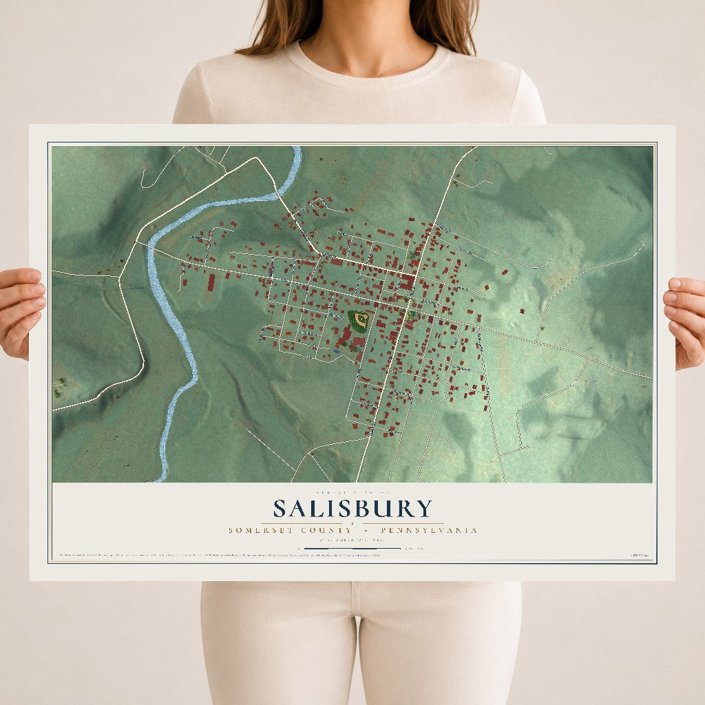 Map of Salisbury, Somerset County, Pennsylvania, 18 x 24 inch unframed archival matte print