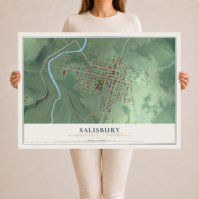 Map of Salisbury, Somerset County, Pennsylvania, 24 x 36 inch unframed archival matte print