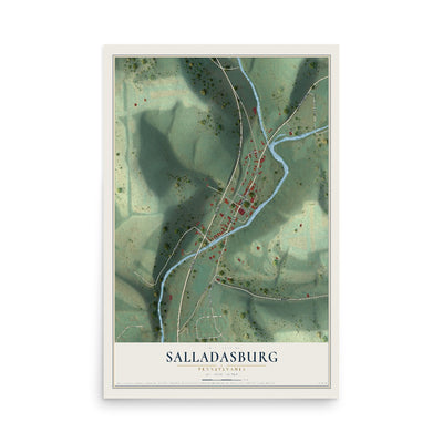 Map of Salladasburg, Pennsylvania, 12 x 18 inch unframed archival matte print