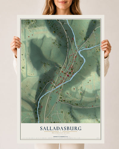 Map of Salladasburg, Pennsylvania, 24 x 36 inch unframed archival matte print