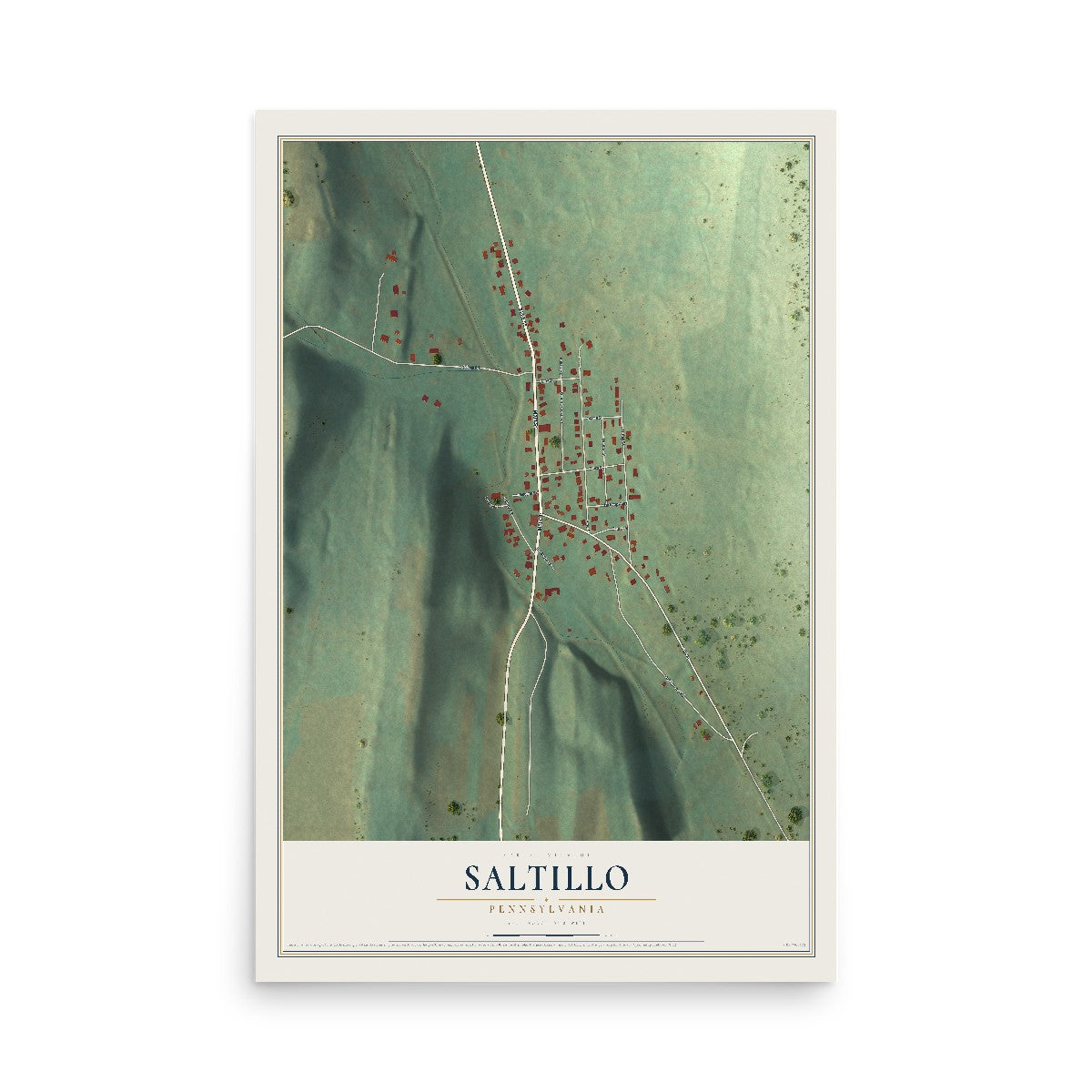 Map of Saltillo, Pennsylvania, 12 x 18 inch unframed archival matte print