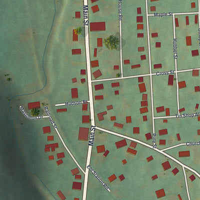 Close-up of the map of Saltillo, Pennsylvania print showing street and building detail