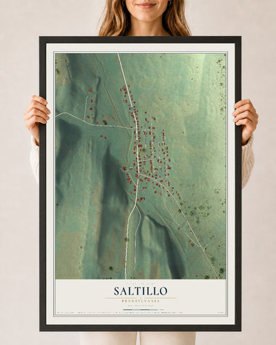 Map of Saltillo, Pennsylvania, 24 x 36 inch print in a black wood frame