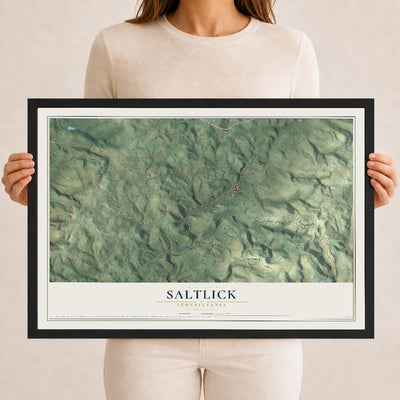 Map of Saltlick, Pennsylvania, 12 x 18 inch print in a black wood frame