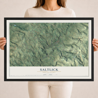Map of Saltlick, Pennsylvania, 18 x 24 inch print in a black wood frame