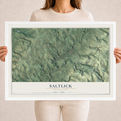 Map of Saltlick, Pennsylvania, 18 x 24 inch print in a white wood frame