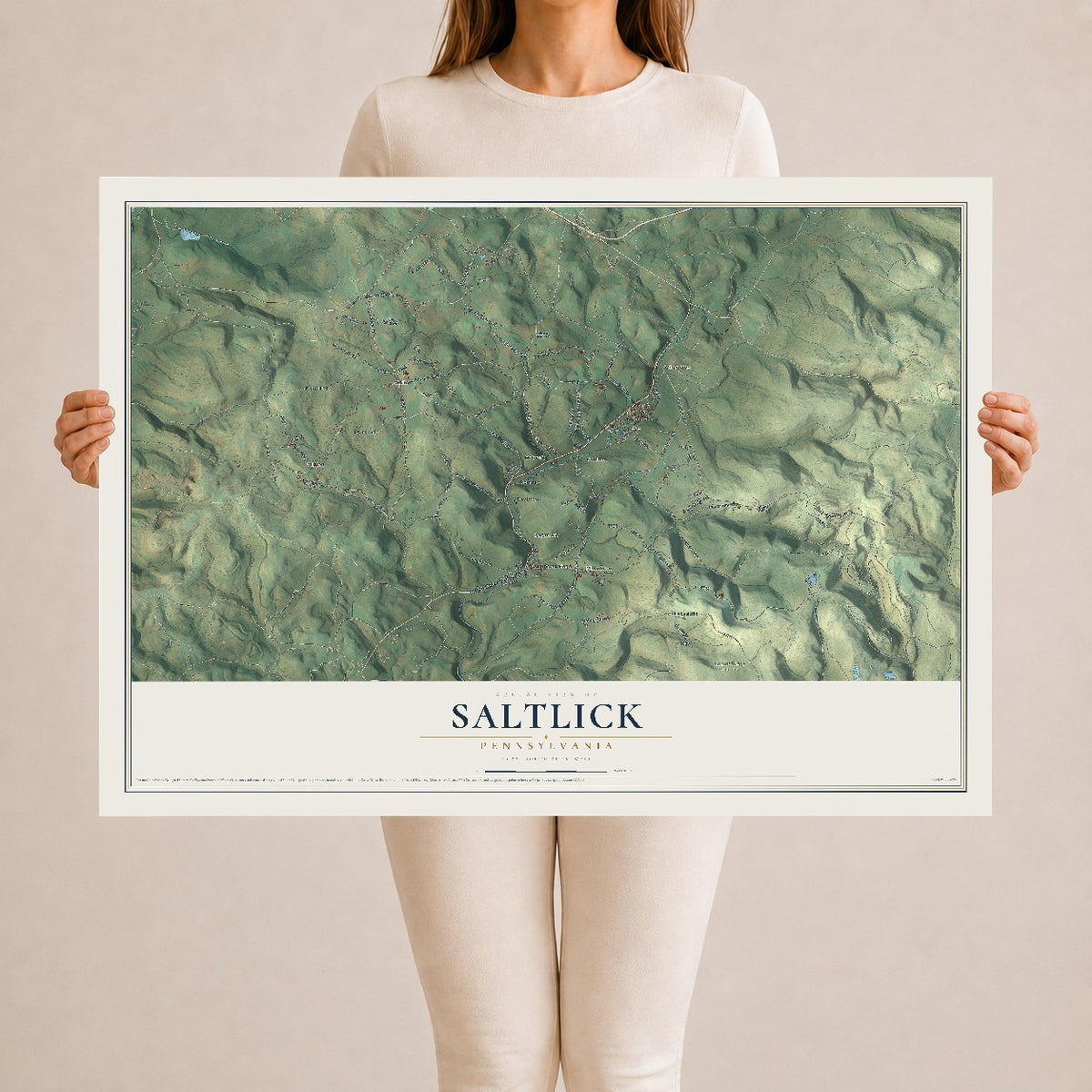 Map of Saltlick, Pennsylvania, 24 x 36 inch unframed archival matte print