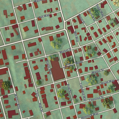 Close-up of the map of Saltsburg, Pennsylvania print showing street and building detail