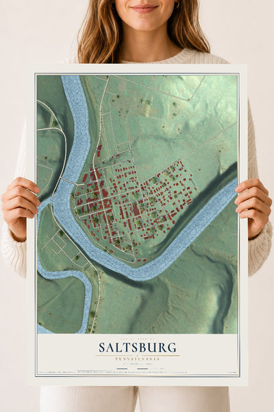 Map of Saltsburg, Pennsylvania, 18 x 24 inch unframed archival matte print