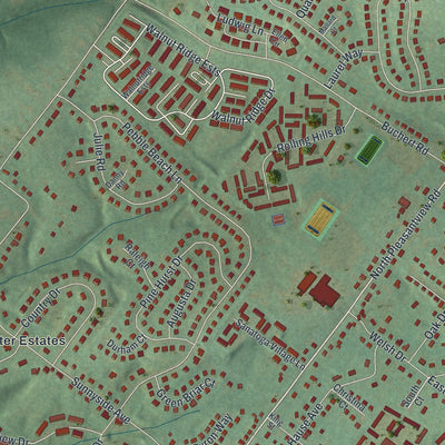 Close-up of the map of Sanatoga, Pennsylvania print showing street and building detail