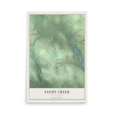 Map of Sandy Creek, Pennsylvania, 12 x 18 inch unframed archival matte print