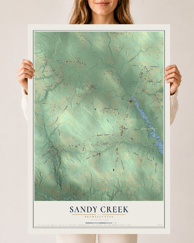 Map of Sandy Creek, Pennsylvania, 24 x 36 inch unframed archival matte print