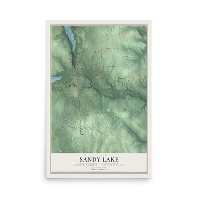 Map of Sandy Lake, Mercer County, Pennsylvania, 12 x 18 inch unframed archival matte print
