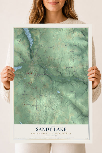 Map of Sandy Lake, Mercer County, Pennsylvania, 18 x 24 inch unframed archival matte print