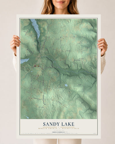 Map of Sandy Lake, Mercer County, Pennsylvania, 24 x 36 inch unframed archival matte print
