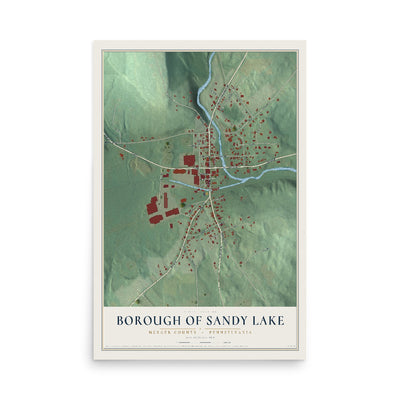 Map of the Borough of Sandy Lake, Mercer County, Pennsylvania, 12 x 18 inch unframed archival matte print