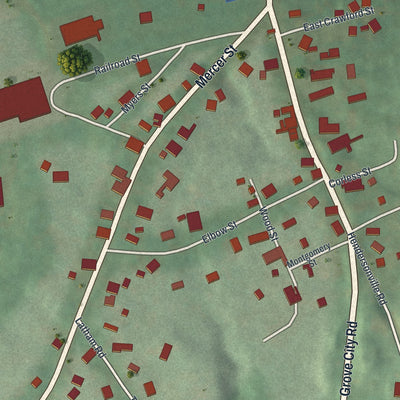 Second close-up of the map of the Borough of Sandy Lake, Mercer County, Pennsylvania print showing more streets and buildings