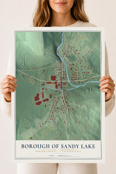 Map of the Borough of Sandy Lake, Mercer County, Pennsylvania, 18 x 24 inch unframed archival matte print