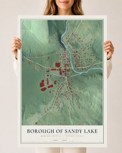 Map of the Borough of Sandy Lake, Mercer County, Pennsylvania, 24 x 36 inch unframed archival matte print