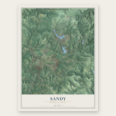 Sandy, Pennsylvania map print, the full design