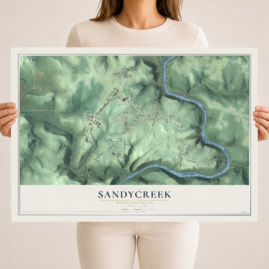 Map of Sandycreek, Pennsylvania, 18 x 24 inch unframed archival matte print