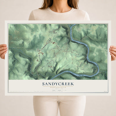 Map of Sandycreek, Pennsylvania, 18 x 24 inch unframed archival matte print