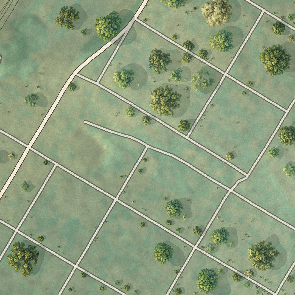 Second close-up of the map of Sankertown, Pennsylvania print showing more streets and buildings