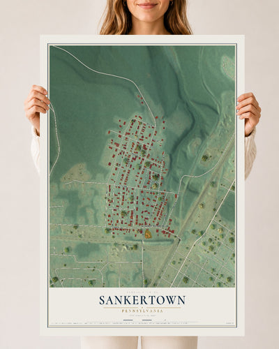 Map of Sankertown, Pennsylvania, 24 x 36 inch unframed archival matte print