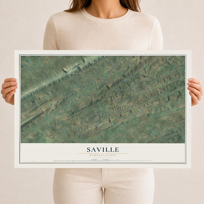 Map of Saville, Pennsylvania, 12 x 18 inch unframed archival matte print