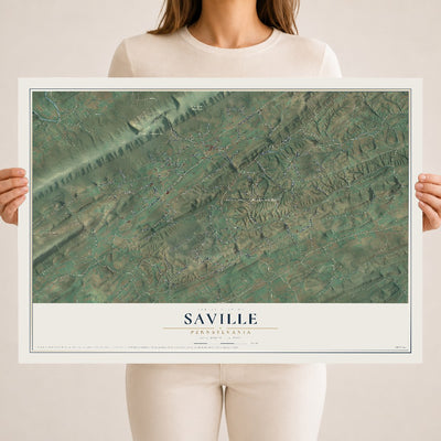 Map of Saville, Pennsylvania, 18 x 24 inch unframed archival matte print