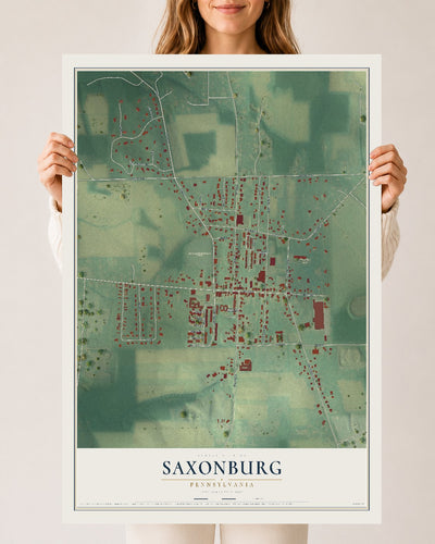 Map of Saxonburg, Pennsylvania, 24 x 36 inch unframed archival matte print