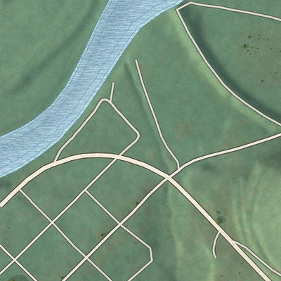Second close-up of the map of Saxton, Pennsylvania print showing more streets and buildings