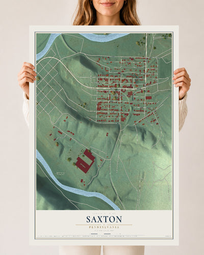 Map of Saxton, Pennsylvania, 24 x 36 inch unframed archival matte print