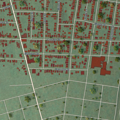 Second close-up of the map of Sayre, Pennsylvania print showing more streets and buildings