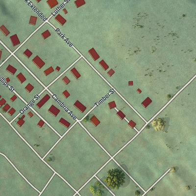 Second close-up of the map of Scalp Level, Pennsylvania print showing more streets and buildings