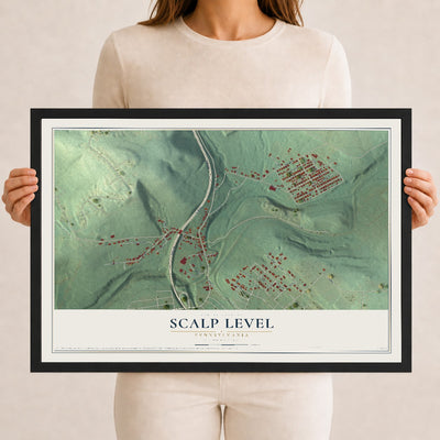 Map of Scalp Level, Pennsylvania, 12 x 18 inch print in a black wood frame