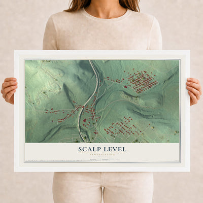 Map of Scalp Level, Pennsylvania, 12 x 18 inch print in a white wood frame