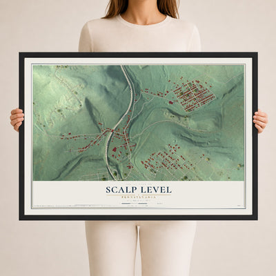 Map of Scalp Level, Pennsylvania, 24 x 36 inch print in a black wood frame