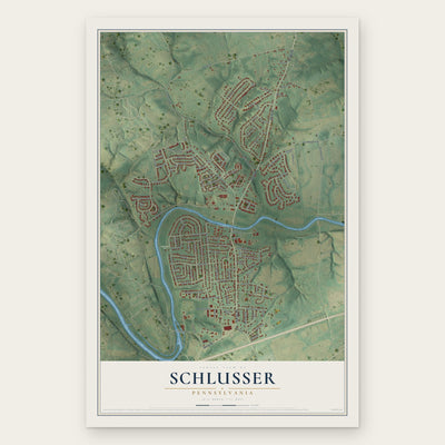 Schlusser, Pennsylvania map print, the full design