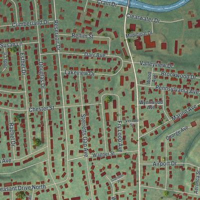 Close-up of the map of Schlusser, Pennsylvania print showing street and building detail