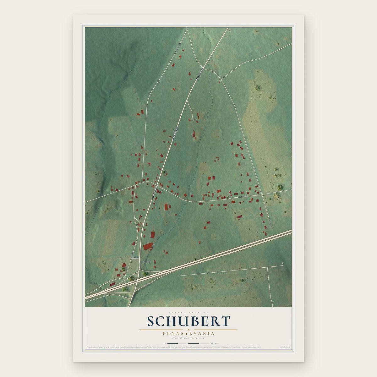 Schubert, Pennsylvania map print, the full design