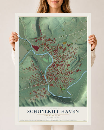 Map of Schuylkill Haven, Pennsylvania, 24 x 36 inch unframed archival matte print