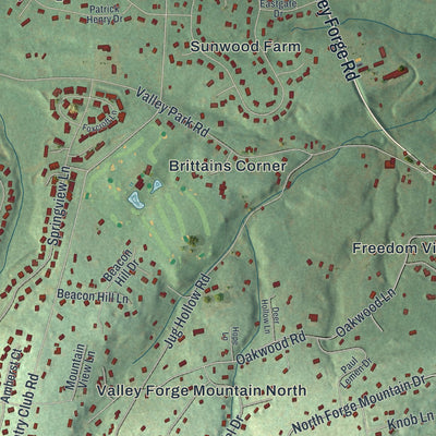 Second close-up of the map of Schuylkill, Chester County, Pennsylvania print showing more streets and buildings