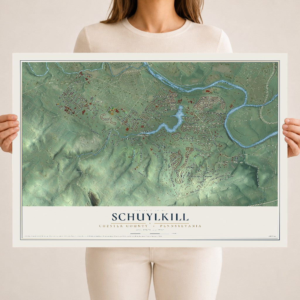 Map of Schuylkill, Chester County, Pennsylvania, 18 x 24 inch unframed archival matte print