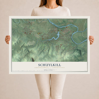 Map of Schuylkill, Chester County, Pennsylvania, 24 x 36 inch unframed archival matte print