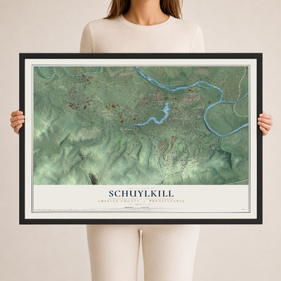 Map of Schuylkill, Chester County, Pennsylvania, 24 x 36 inch print in a black wood frame