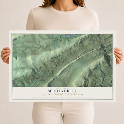 Map of Schuylkill, Schuylkill County, Pennsylvania, 12 x 18 inch unframed archival matte print