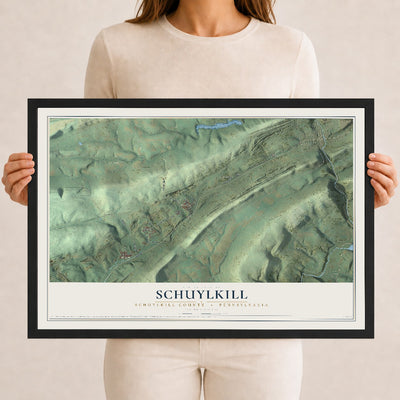 Map of Schuylkill, Schuylkill County, Pennsylvania, 12 x 18 inch print in a black wood frame