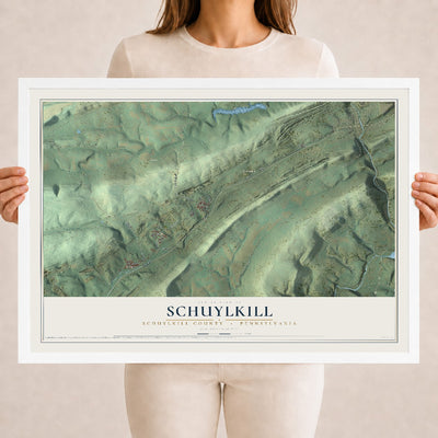 Map of Schuylkill, Schuylkill County, Pennsylvania, 18 x 24 inch print in a white wood frame