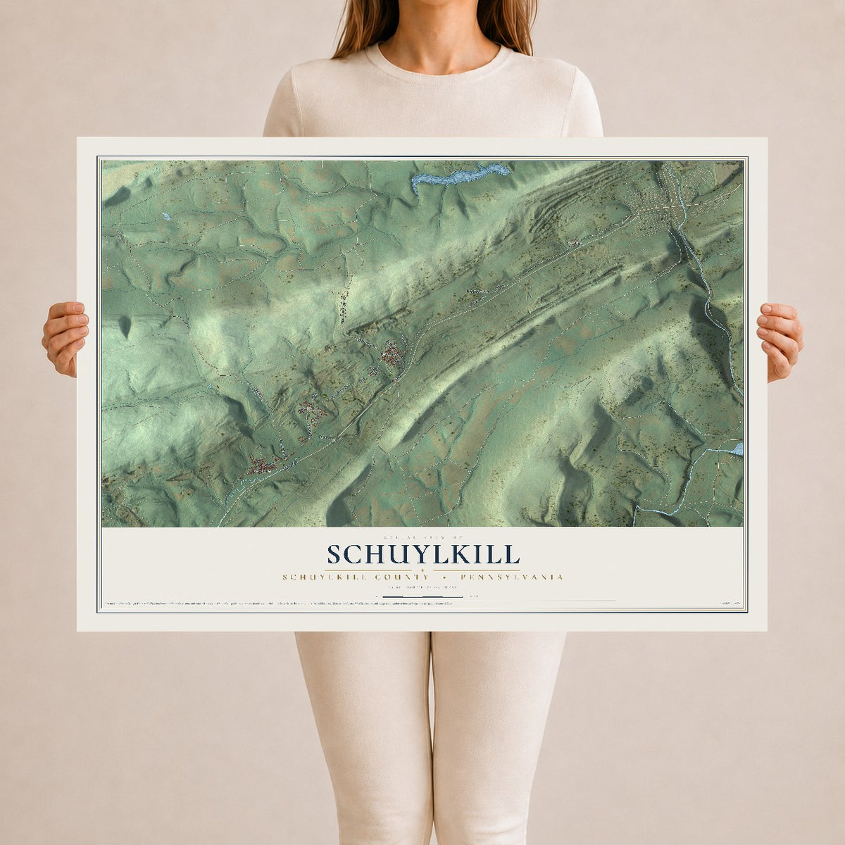 Map of Schuylkill, Schuylkill County, Pennsylvania, 24 x 36 inch unframed archival matte print